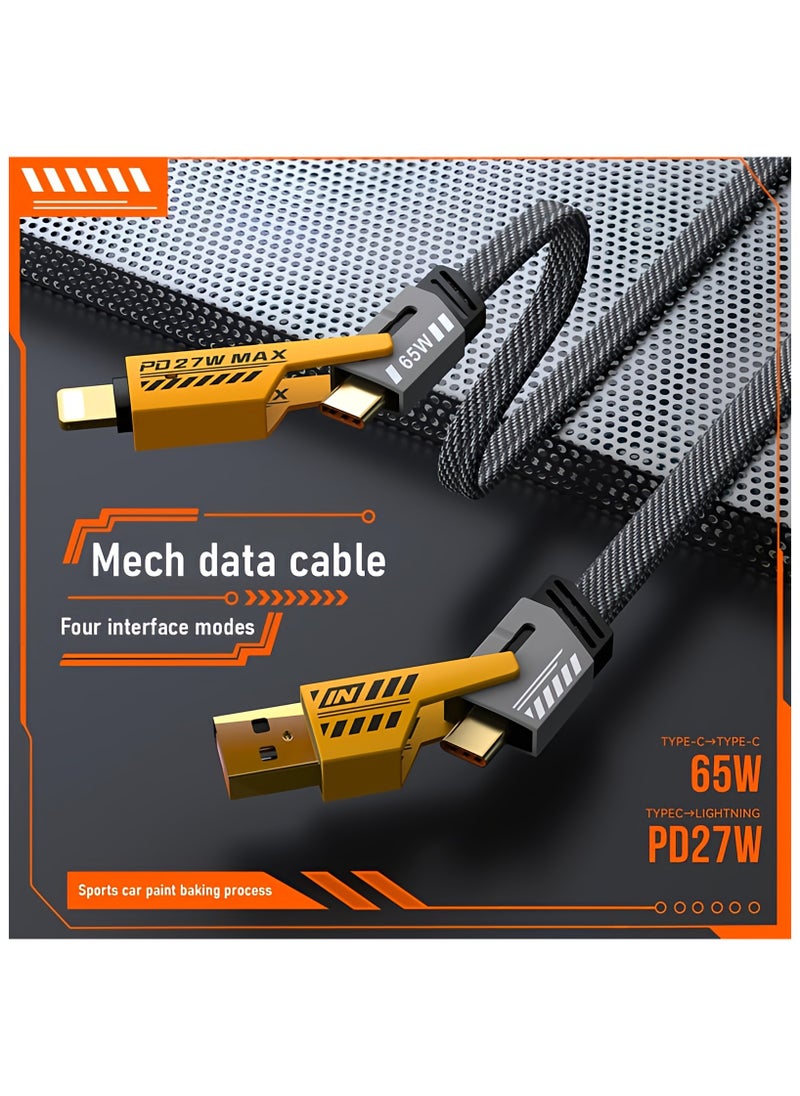 Plan A - Multi USB Charging Cable 4 in 1, 1.2M Fast Charging Cable with USB A/USB C 65W Type-C and 27W PD Fast Charging Data Transfer Cable Compatible with All Phones - Image 1