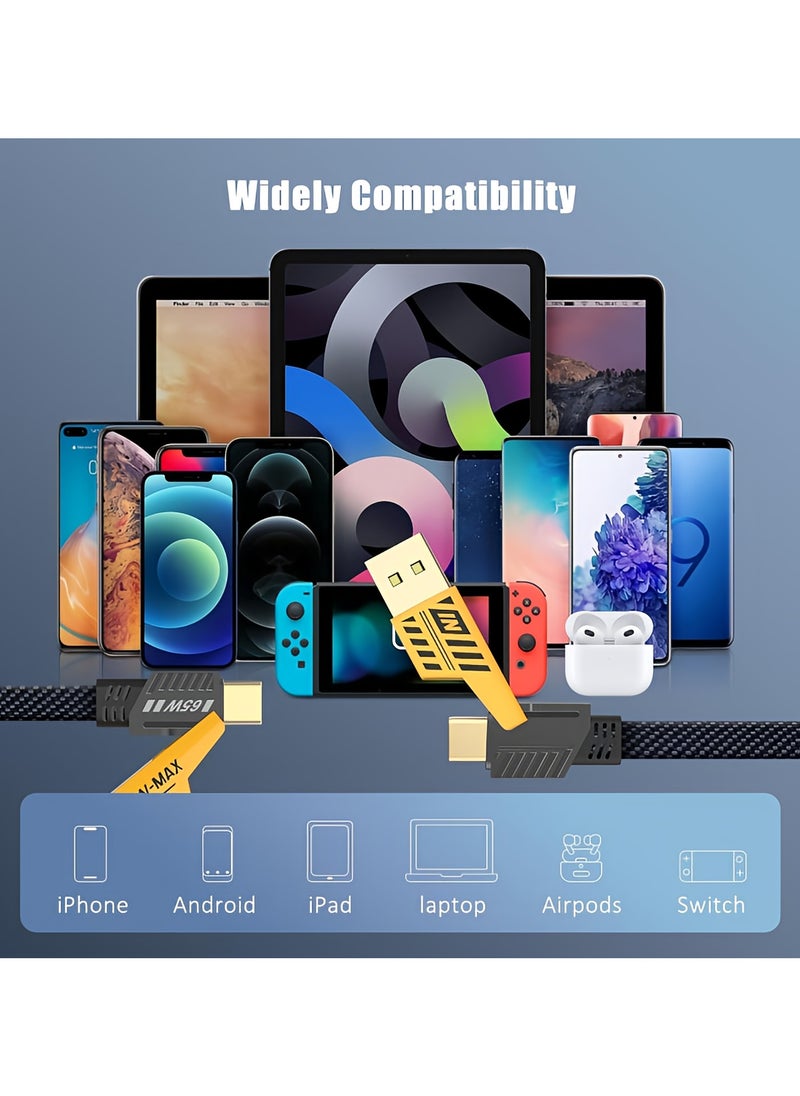 Plan A - Multi USB Charging Cable 4 in 1, 1.2M Fast Charging Cable with USB A/USB C 65W Type-C and 27W PD Fast Charging Data Transfer Cable Compatible with All Phones - Image 1