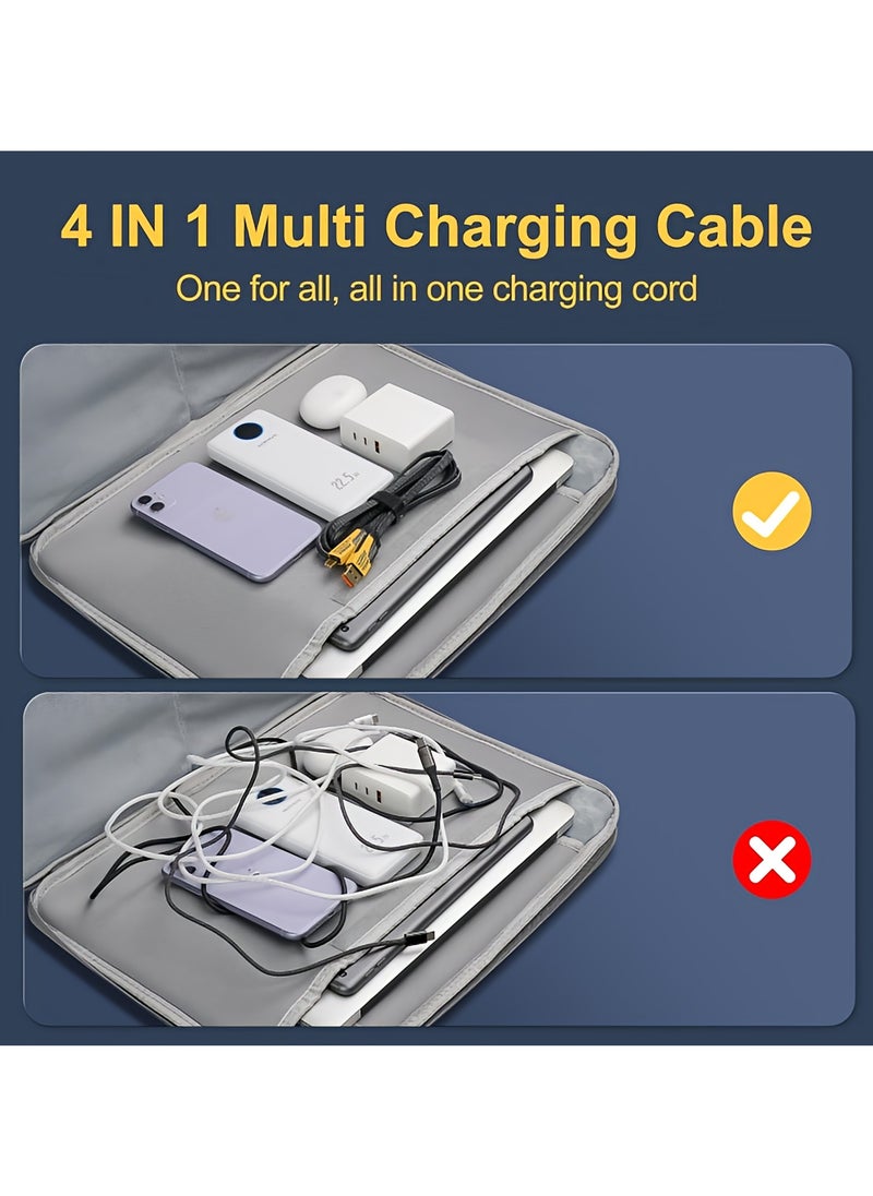 Plan A - Multi USB Charging Cable 4 in 1, 1.2M Fast Charging Cable with USB A/USB C 65W Type-C and 27W PD Fast Charging Data Transfer Cable Compatible with All Phones - Image 1