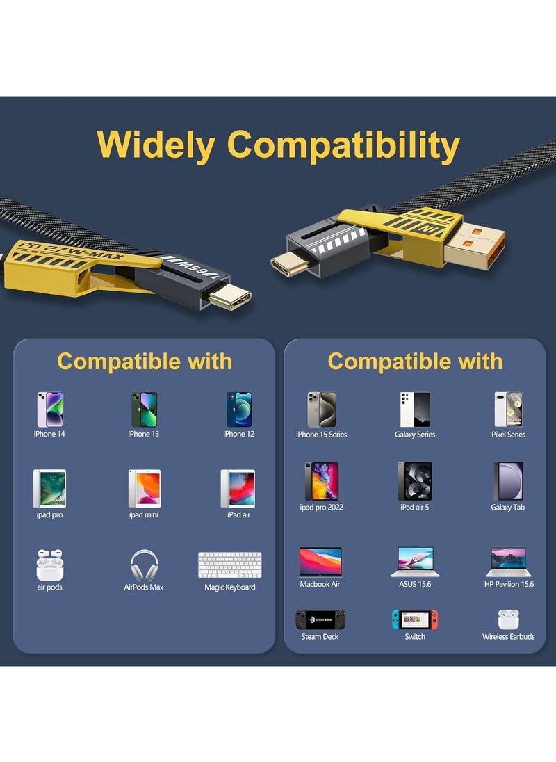 Plan A - Multi USB Charging Cable 4 in 1, 1.2M Fast Charging Cable with USB A/USB C 65W Type-C and 27W PD Fast Charging Data Transfer Cable Compatible with All Phones - Image 1