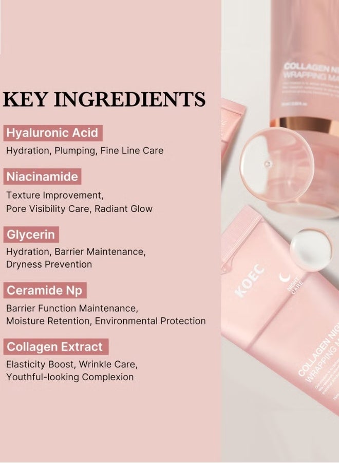 KOEC Collagen Night Wrapping Mask 75ml Deep Collagen Mask Overnight Collagen Face Mask Collagen Wrapping Mask Deep Nourishment Skin Overnight Face Mask Bio Collagen Face Serum Mask Collagen Night Wrapping Cream - Image 3