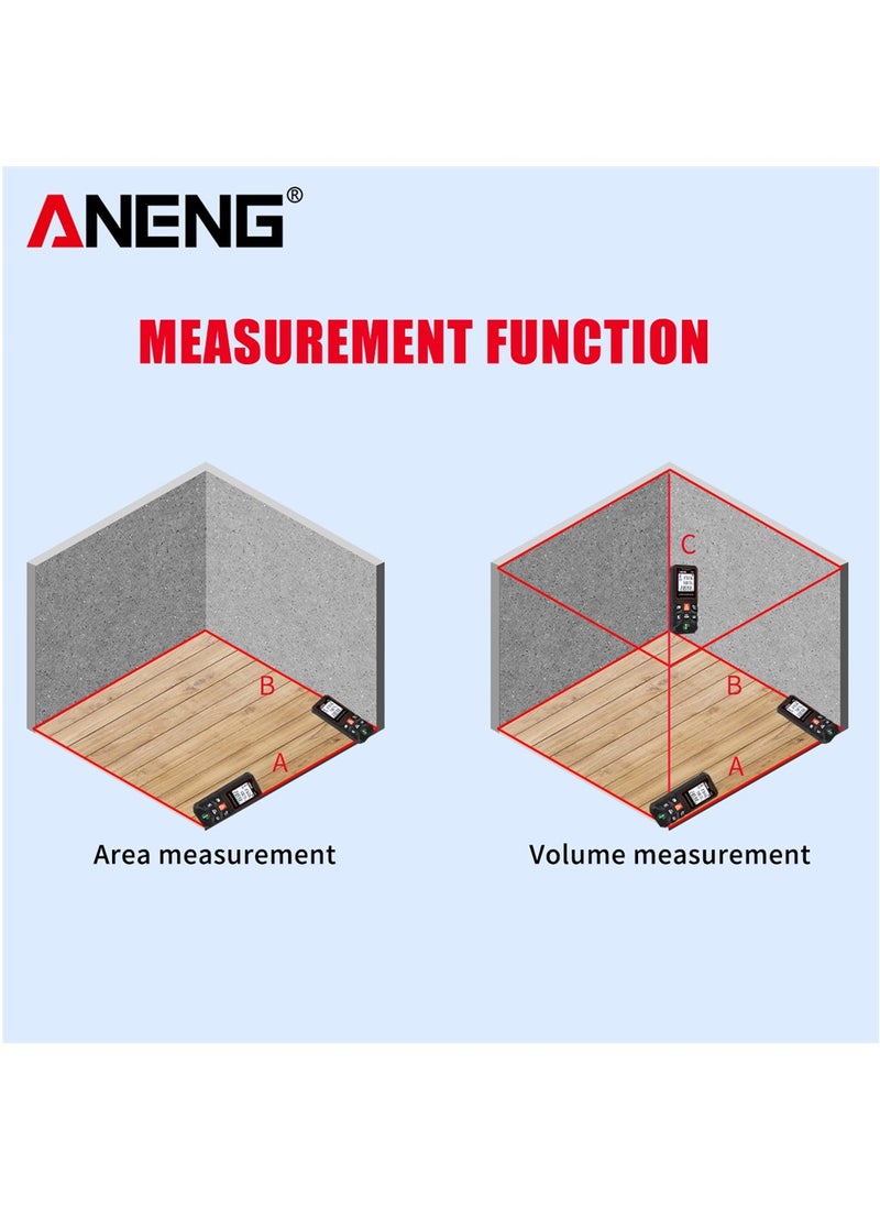 ANENG - 40m/60m/80m/100m Digital Laser Distance Meter with Bubble Level Handheld Laser Measure LCD Mini Range Finder Distance/Area/Volume/Pythagorean Measuring Tool Unit Switching - Image 1