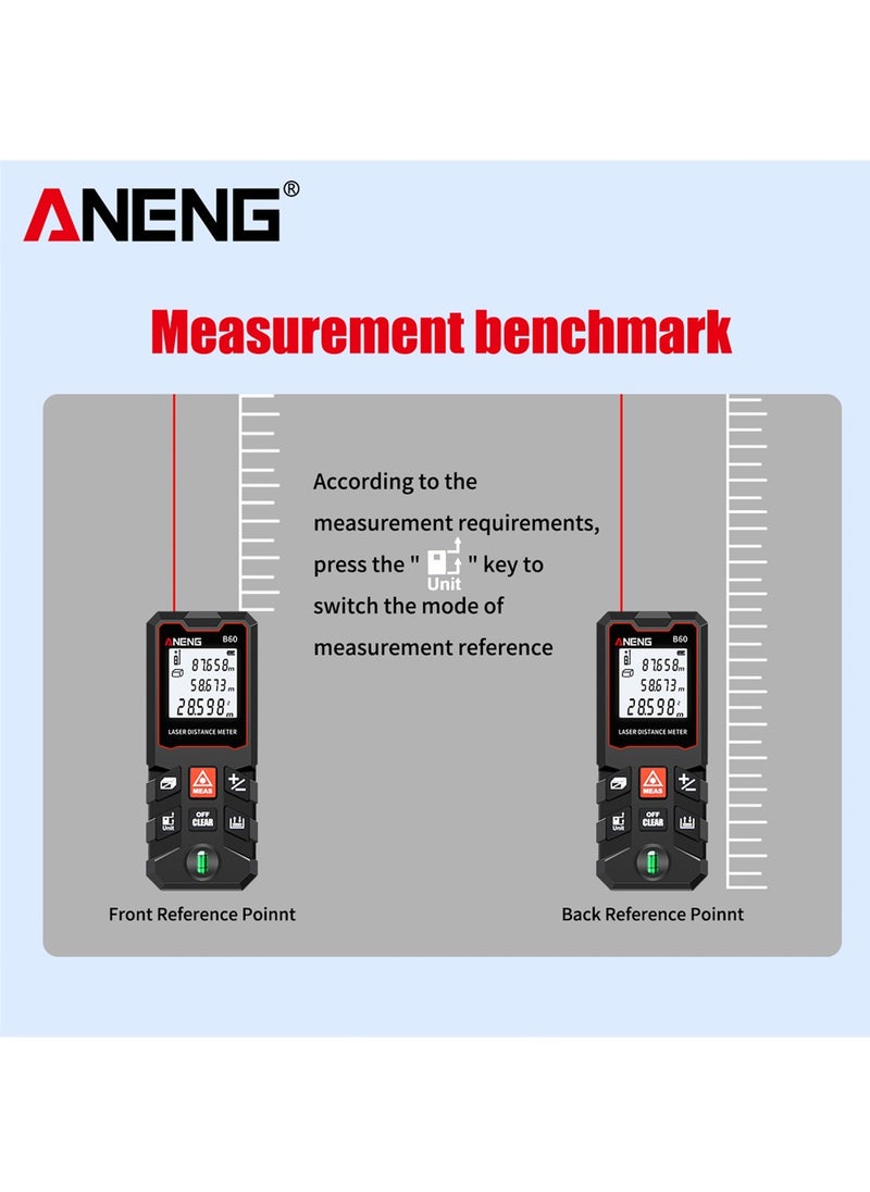 ANENG - 40m/60m/80m/100m Digital Laser Distance Meter with Bubble Level Handheld Laser Measure LCD Mini Range Finder Distance/Area/Volume/Pythagorean Measuring Tool Unit Switching - Image 1