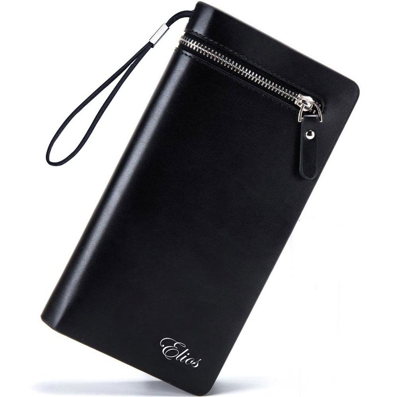 Elios Women PU Leather Long Zipper Phone Wallet and Card Organizer | Ladies Purse | Women Wallet (Classic, Black-2) - Image 1
