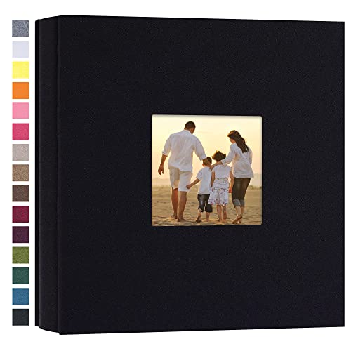 potricher Small Photo Album 4x6 200 Photos Linen Cover Picture Photo Book for Family Wedding Anniversary Baby Vacation Black200 Pockets