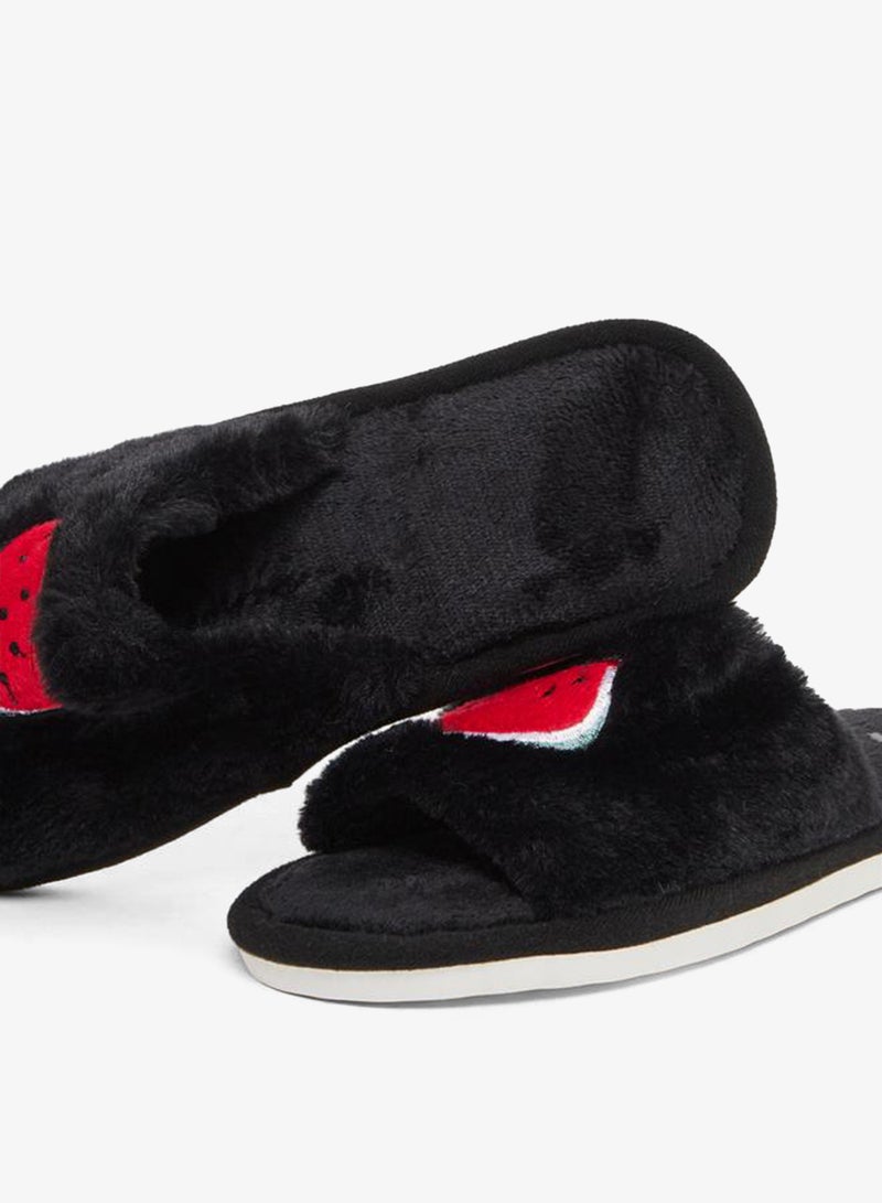 Styli Embroidered Faux Fur Slippers - Image 3