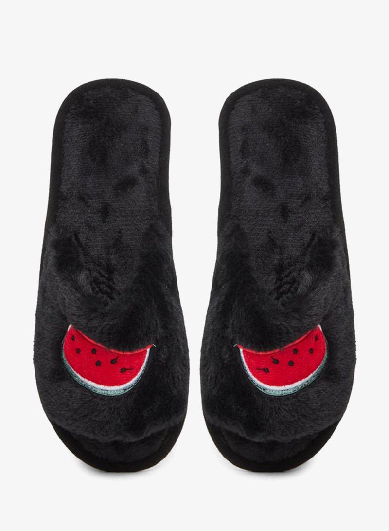 Styli Embroidered Faux Fur Slippers - Image 5