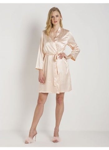 Magic Form 30427 Plain Satin Fabric Short Dressing Gown with Bride Writing on Back - Salmon  - Image 4