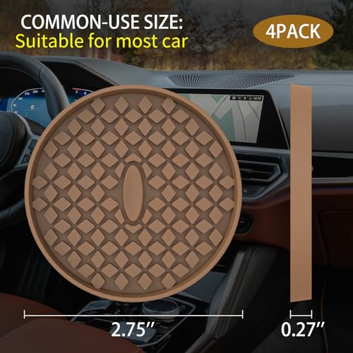 ME.FAN Car Cup Coasters [4 Pack] Silicone Car Coasters/Cup Mats, Non-Slip Recessed Car Interior Accessories Coffee - Image 3