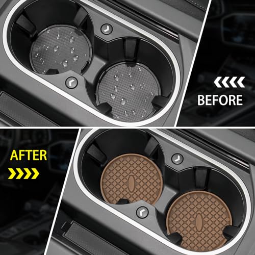 ME.FAN Car Cup Coasters [4 Pack] Silicone Car Coasters/Cup Mats, Non-Slip Recessed Car Interior Accessories Coffee - Image 4
