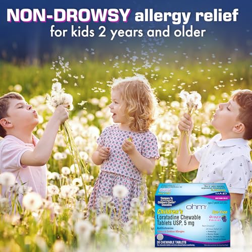 Ohm Children’s Loratadine Chewable, Dye Free, Bubblegum, Non-Drowsy 24h Relief of Sneezing, Runny Nose, Watery Eyes, Itchy Throat or Nose, Antihistamine, Indoor & Outdoor Allergies, 5mg, 30 Tablets - Image 5