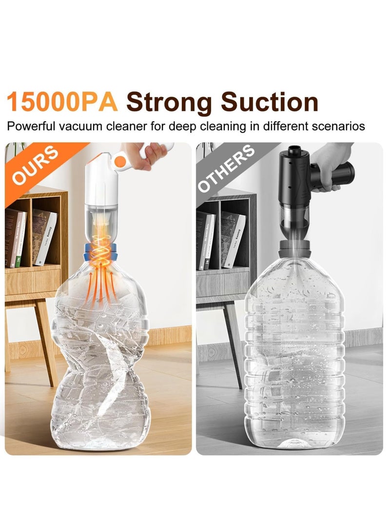 مكنسة كهربائية محمولة للسيارة، 15000Pa، مكنسة كهربائية ومنفاخ هواء، 120 واط قدرة عالية، مكنسة كهربائية يدوية مبللة وجافة مع مقبض قابل للت调整 بزاوية 3، مناسبة للسيارة، المنزل، المكتب، والحيوانات الأليفة. - Image 3