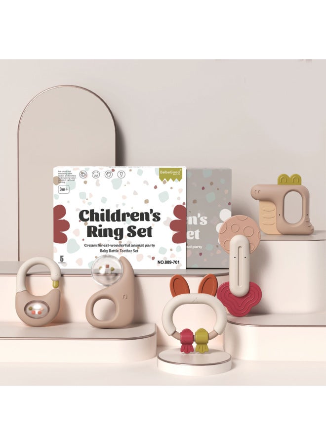 Newborns Can Bite Boiled Molar Teeth Glue Rattle Suit Early Education Hand Rattle Infant Soothing Toys-Color:889702-6pcs [single Bag + Box] 0.27kg - Image 4