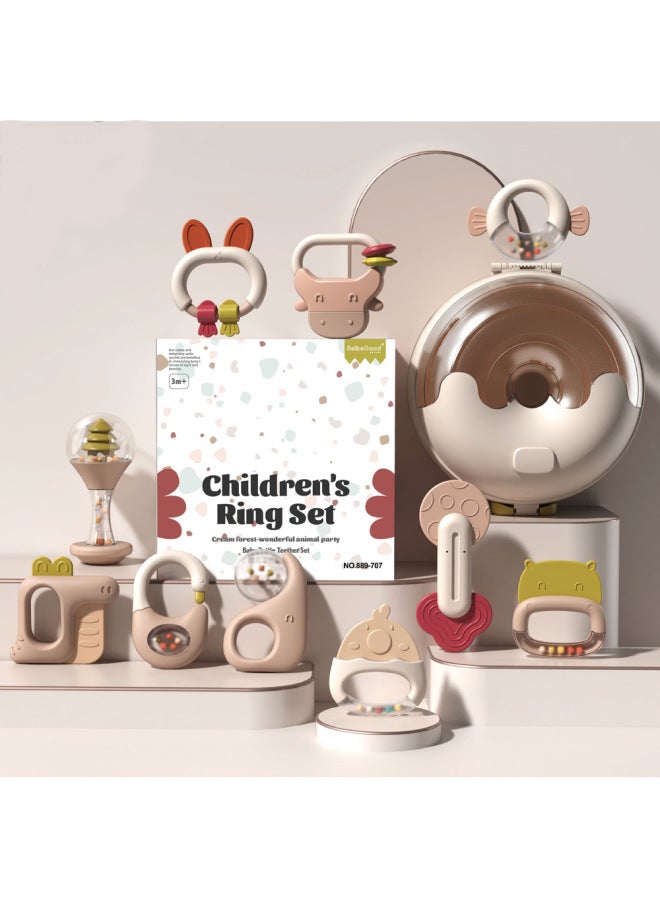 Newborns Can Bite Boiled Molar Teeth Glue Rattle Suit Early Education Hand Rattle Infant Soothing Toys-Color:889702-6pcs [single Bag + Box] 0.27kg - Image 2