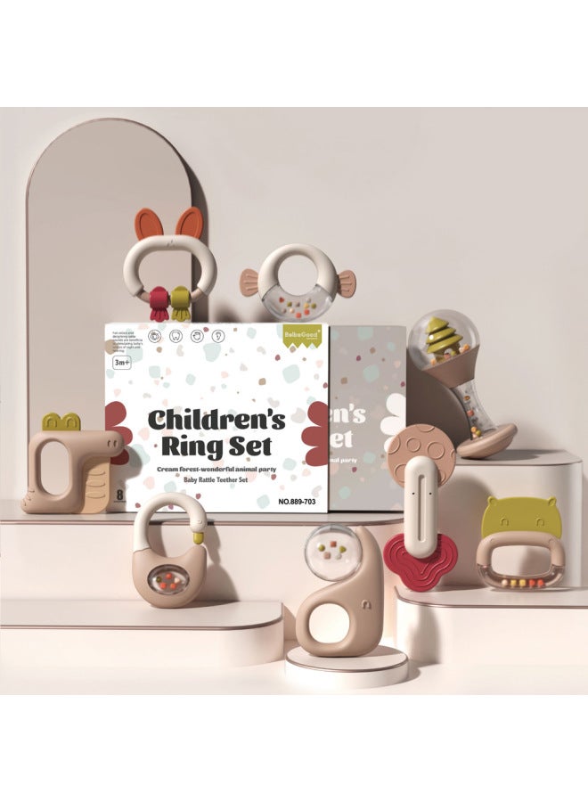 Newborns Can Bite Boiled Molar Teeth Glue Rattle Suit Early Education Hand Rattle Infant Soothing Toys-Color:889702-6pcs [single Bag + Box] 0.27kg - Image 3