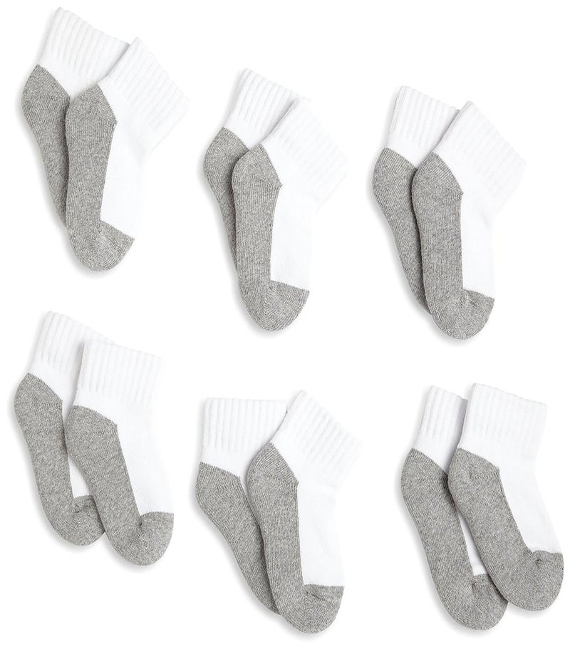 Jefferies Socks Jefferies Unisex Child Sport Quarter 6 Pk - White/Gry - 7-8.5 - Image 1