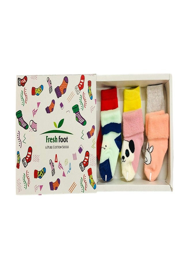 Freshfoot Cute and Colourful Organic Combed Cotton New Born baby socks set 0-6 Months with Gift Box (6) - Image 3