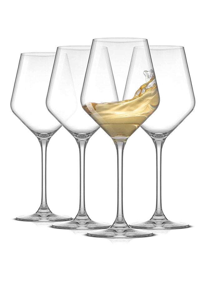 كؤوس نبيذ، مجموعة من 4 كؤوس نبيذ إيطالية، كؤوس نبيذ شفافة - هدايا للنساء والرجال وحفلات الزفاف والذكرى السنوية والكريسماس وأعياد الميلاد - 450 مل - Image 1