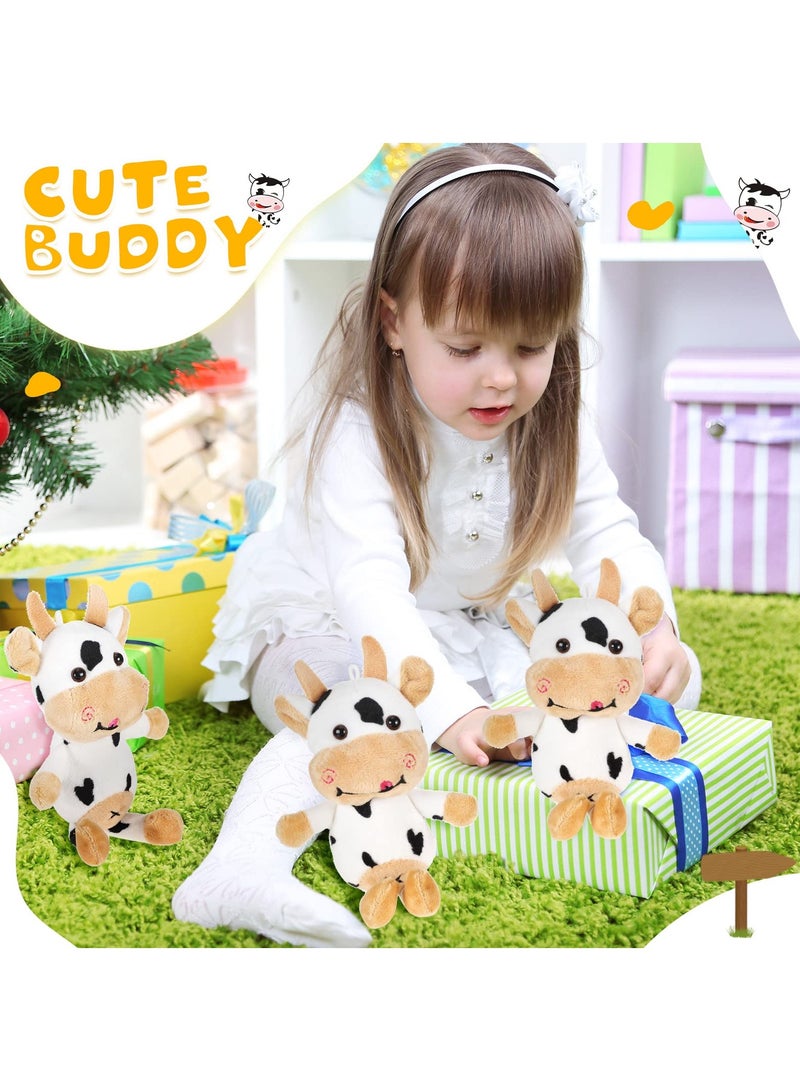 KASTWAVE 6 Pieces Mini Stuffed Animals, Bulk Plush Cow Party Favors Small Stuffed Soft Baby Cow Birthday Gift for Kids Girls Boys Backpack Pendant Keychain - Image 5