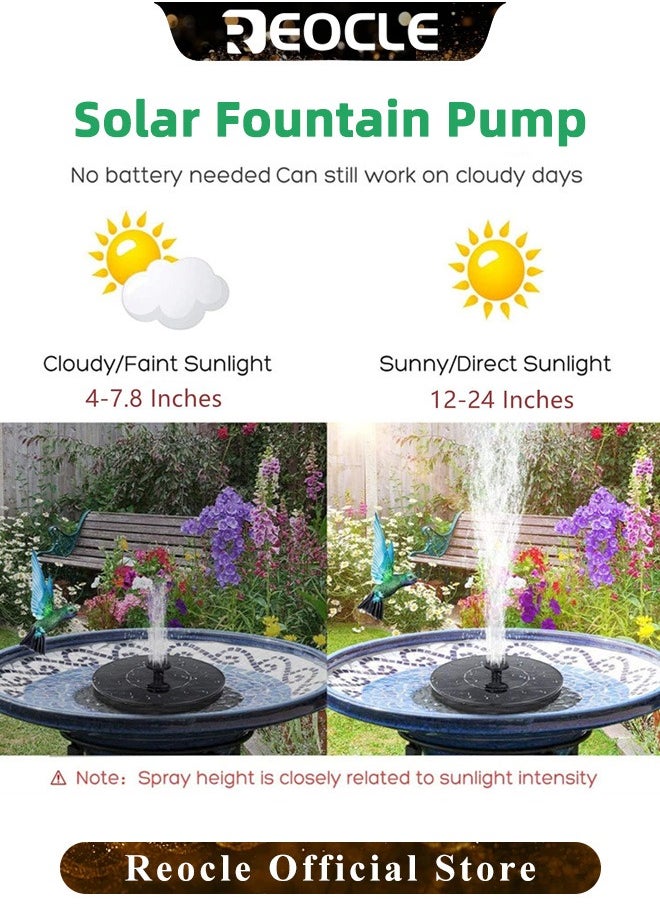 REOCLE - Solar Fountain Pump Solar Bird Bath Fountain Pump with 6 Nozzle Free Standing Floating Solar Powered Water Fountain Pump for Bird Bath & Garden & Pond & Pool & Outdoor - Image 1