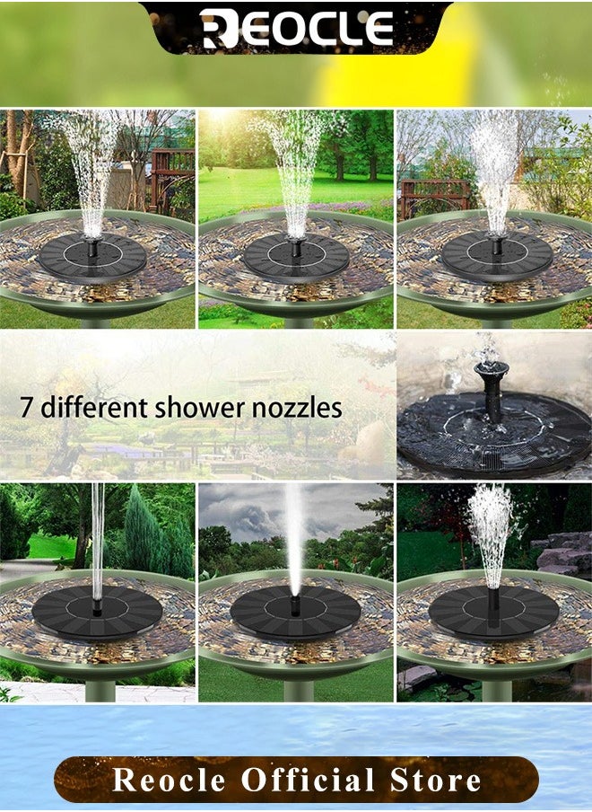 REOCLE - Solar Fountain Pump Solar Bird Bath Fountain Pump with 6 Nozzle Free Standing Floating Solar Powered Water Fountain Pump for Bird Bath & Garden & Pond & Pool & Outdoor - Image 1
