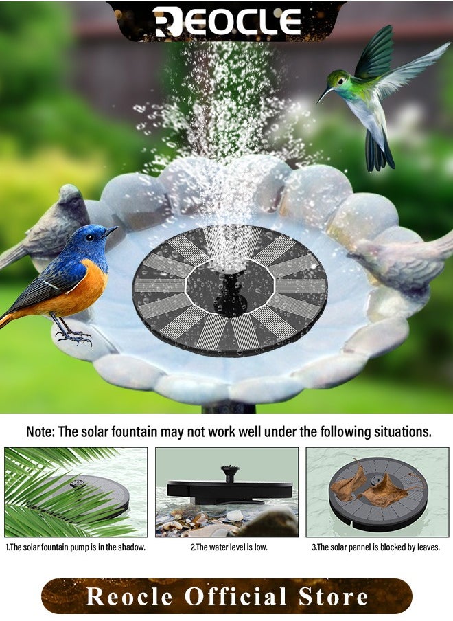 REOCLE - Solar Fountain Pump Solar Bird Bath Fountain Pump with 6 Nozzle Free Standing Floating Solar Powered Water Fountain Pump for Bird Bath & Garden & Pond & Pool & Outdoor - Image 1