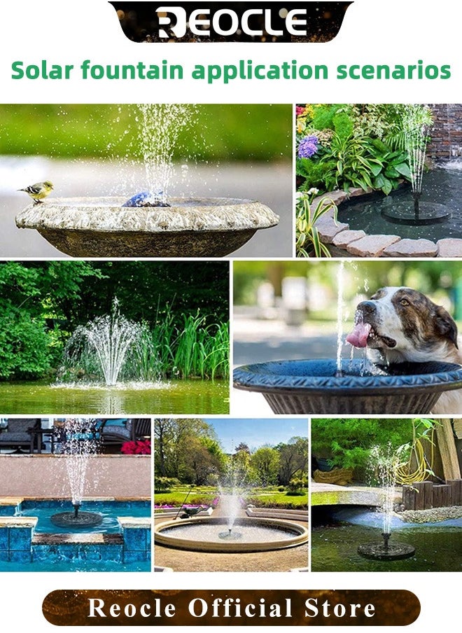 REOCLE - Solar Fountain Pump Solar Bird Bath Fountain Pump with 6 Nozzle Free Standing Floating Solar Powered Water Fountain Pump for Bird Bath & Garden & Pond & Pool & Outdoor - Image 1