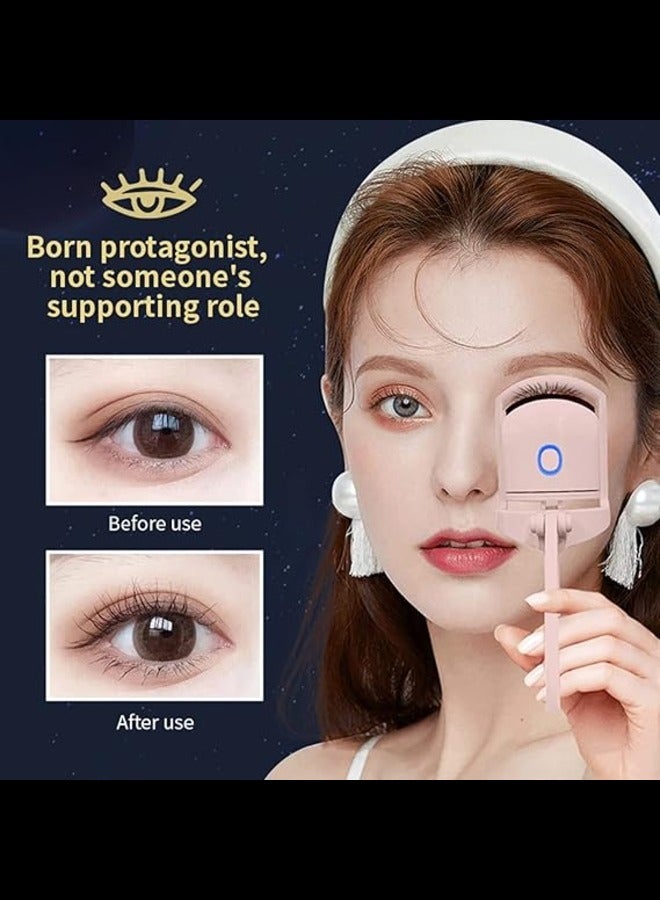 كيمايا أداة تجعيد الرموش الحرارية باللون الوردي، أداة تجعيد الرموش الحرارية القابلة لإعادة الشحن مع وضعين لدرجة الحرارة لتجعيد طبيعي سريع وطويل الأمد - Image 2