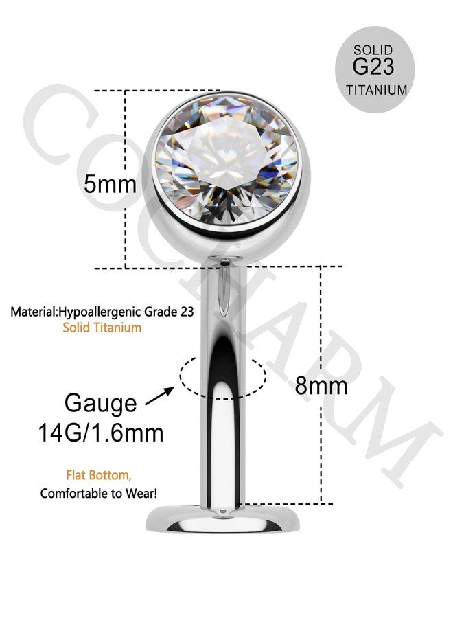 كوتشارم حلقات سرة من التيتانيوم الصلب COCHARM G23، قاعدة مسطحة، مقاس 14G، بدون خيوط، حلقات سرة للنساء، مجوهرات ثقب السرة العائمة، فولاذ جراحي - Image 2
