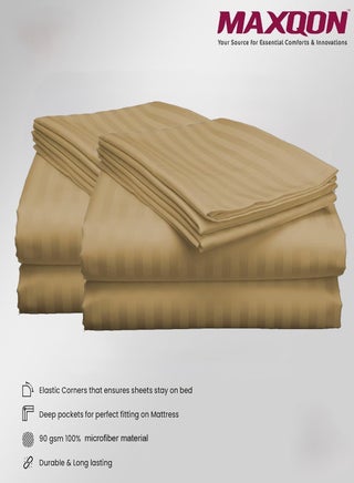 2-Set Fitted Bed Sheets +  Pillow Covers, King/Queen/Double/Single Sizes, Color Beige - pzsku/Z98251FC1B3C9781D09FFZ/45/1746230730/1e28120a-e4f0-4285-8a78-3e0d25299795