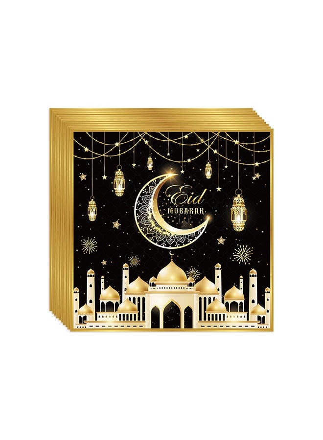 Realfrog Ramadan Party Tableware Set for 24 Guests, Gold Disposable Dinnerware with Moon & Lantern Prints Tablecover Napkins Elegant Eid Mubarak Decoration Supplies for Ramadan Gatherings - Image 5