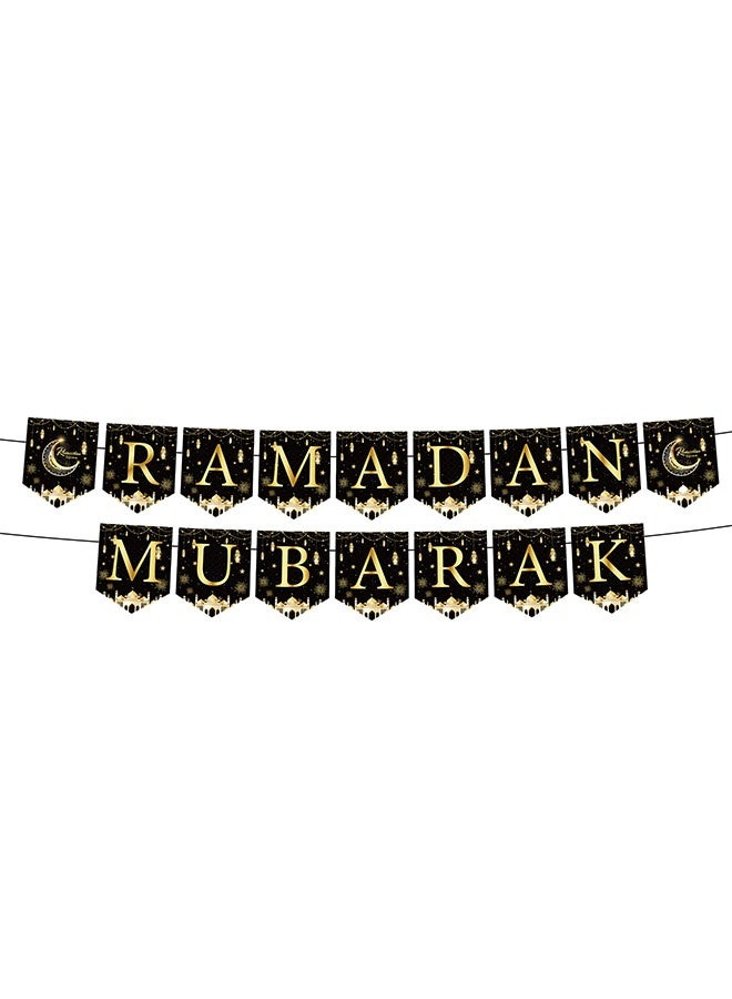 Realfrog Ramadan Party Tableware Set for 24 Guests, Gold Disposable Dinnerware with Moon & Lantern Prints Tablecover Napkins Elegant Eid Mubarak Decoration Supplies for Ramadan Gatherings - Image 3