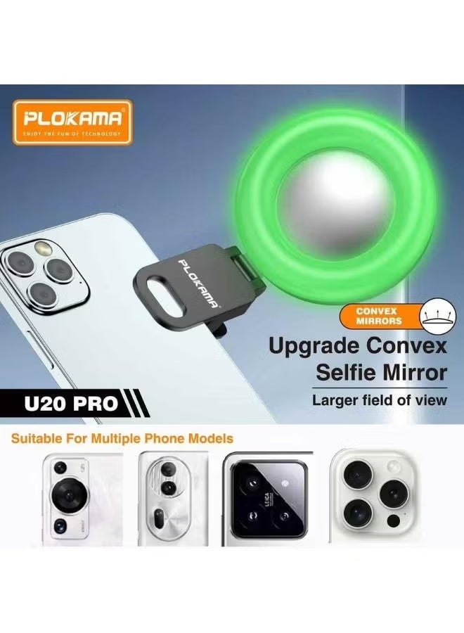 التخطيط PLOKAMA U20 PRO RGB Ring Light with Mirror – Mini Clip-On LED Fill Light for Mobile Phones & Cameras – Adjustable Color Modes & Brightness – Portable Video & Selfie Lighting with Tripod Clamp – Rechargeable Beauty Light (Black) - Image 5