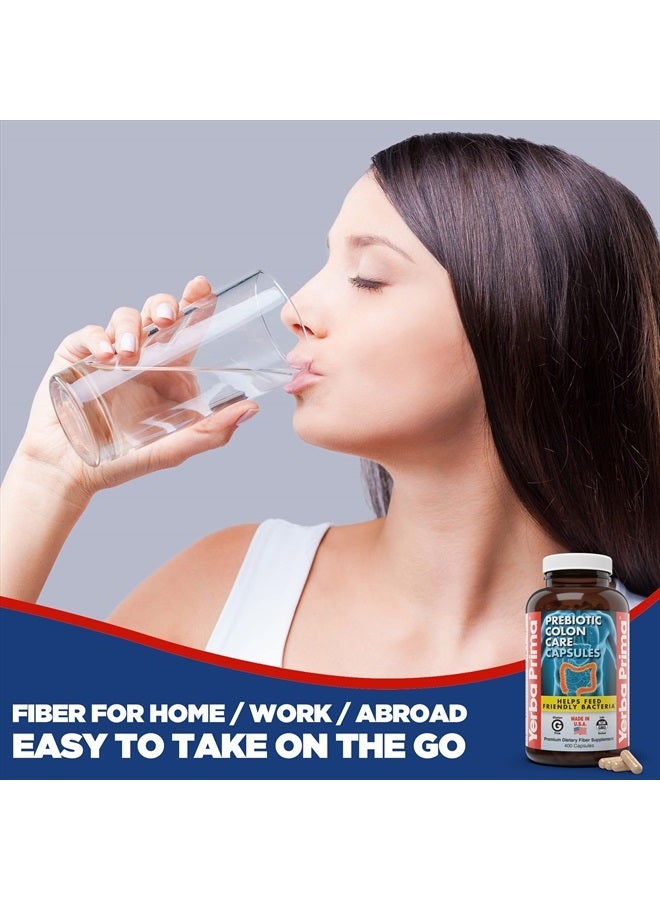 Yerba Prima Prebiotics Colon Care Fiber Caps, 180 Capsules - Five Forms of Fiber Plus FOS Pre-biotics - Dietary Health Supplement - Healthy Soluble & Insoluble Fibers for Regularity - Image 5