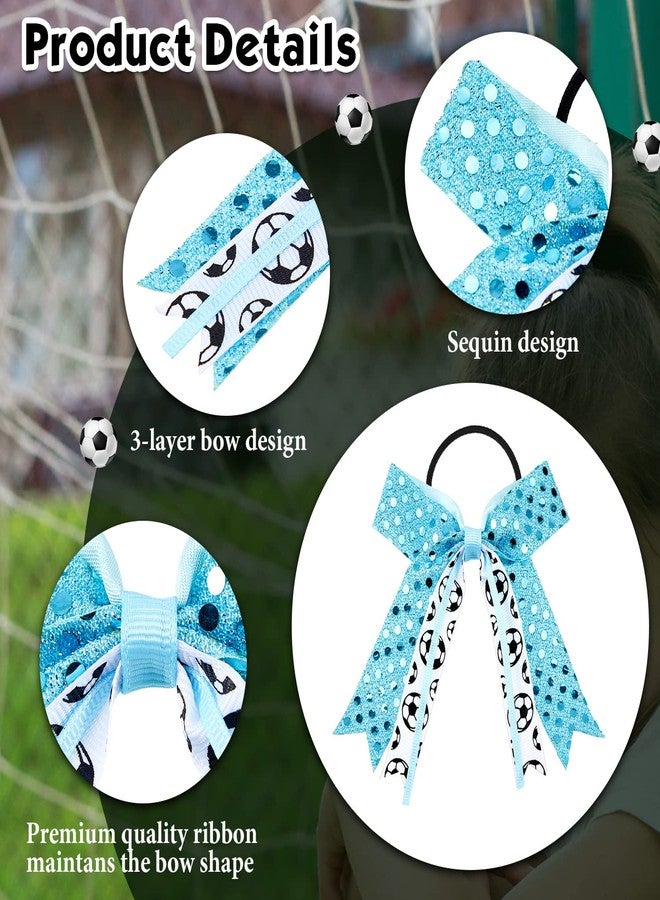 Janinka 8 Pcs Soccer Hair Bow Sequin Soccer Girls Hair Ties Accessories Sport Ponytail Holders Hairbands for Women Players, Coaches, and Teams - Image 4
