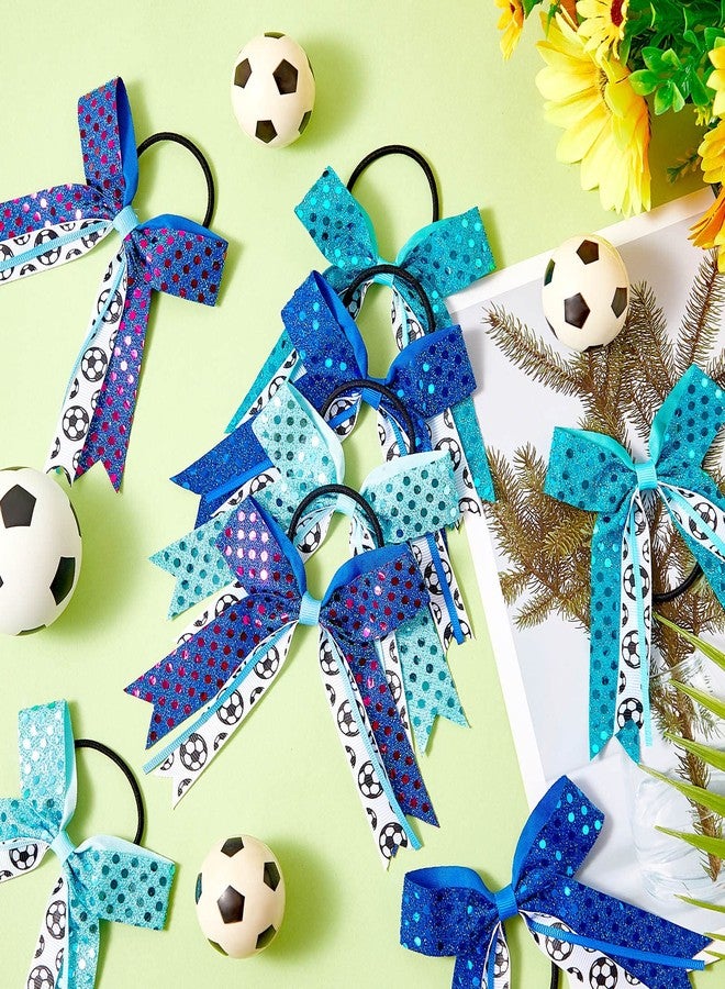 Janinka 8 Pcs Soccer Hair Bow Sequin Soccer Girls Hair Ties Accessories Sport Ponytail Holders Hairbands for Women Players, Coaches, and Teams - Image 5