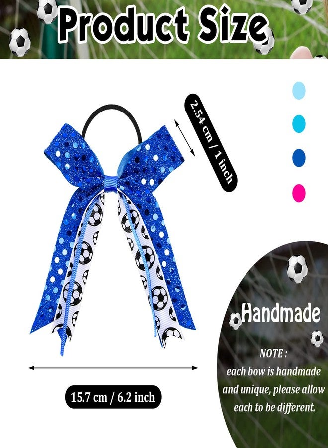 Janinka 8 Pcs Soccer Hair Bow Sequin Soccer Girls Hair Ties Accessories Sport Ponytail Holders Hairbands for Women Players, Coaches, and Teams - Image 2