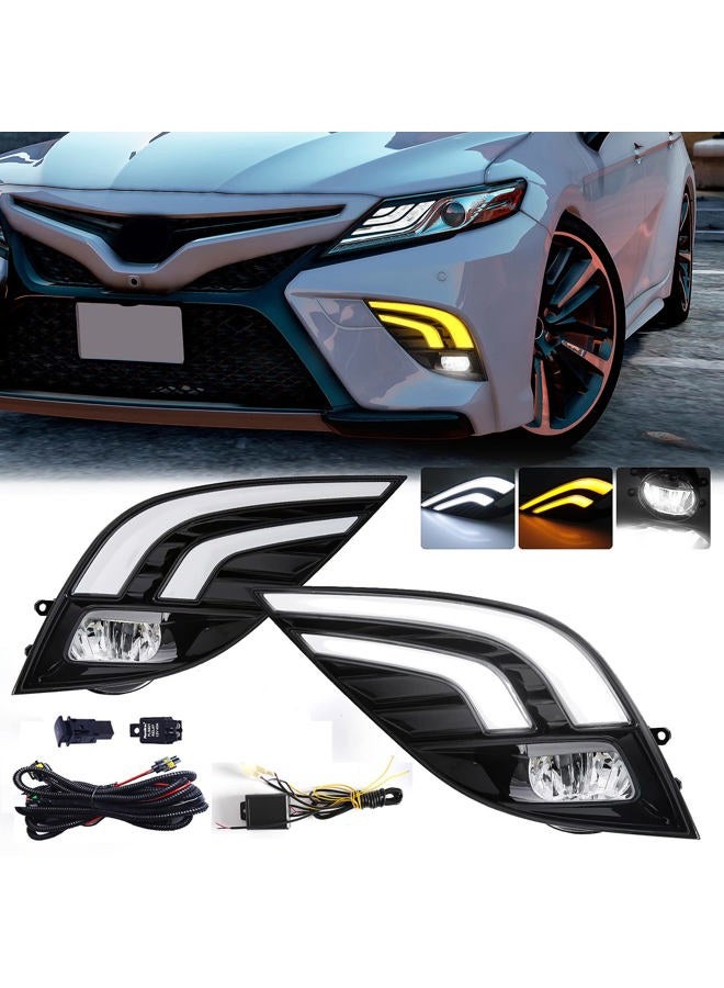 VGETTING Daytime Running Light For Toyota Camry 2018 2019 2020 LED Fog Light Replacement Dual-Colors Light Assembly With LED Lamp Blub For Camry SE XSE - Image 1