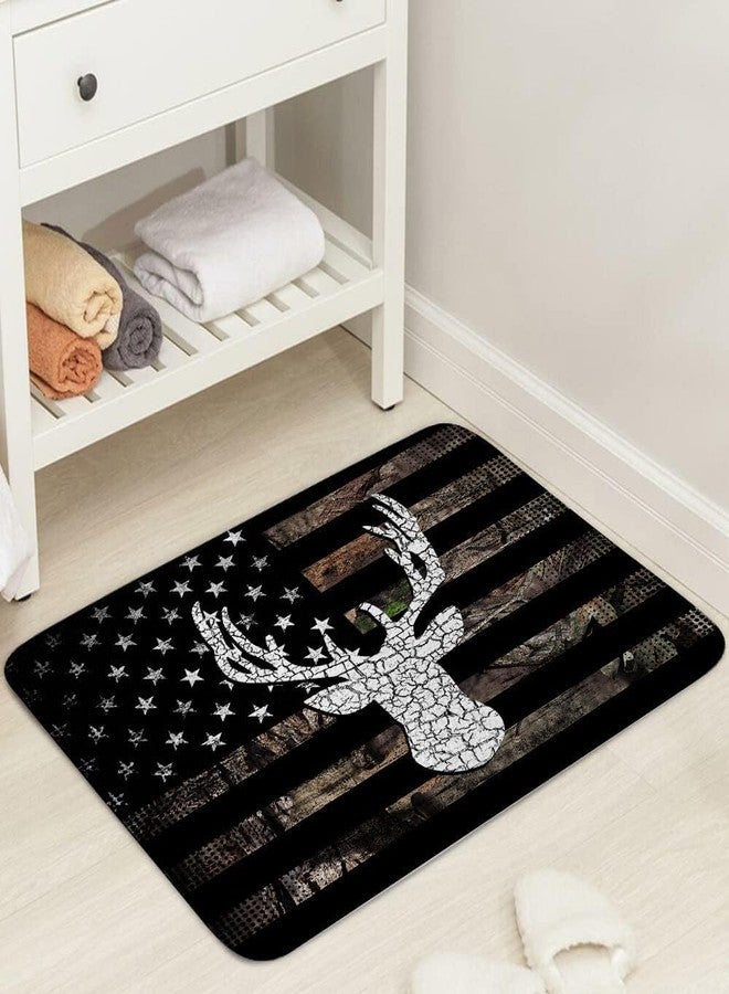 VEIGIKE American Flag Hunting Bath Mat for Bathroom, Western Black and White Country Deer Floor Rugs Mats Non Slip Bathroom Rustic Camo Decor Accessories 17X29 Inches Kitchen Bedroom Indoor - Image 3