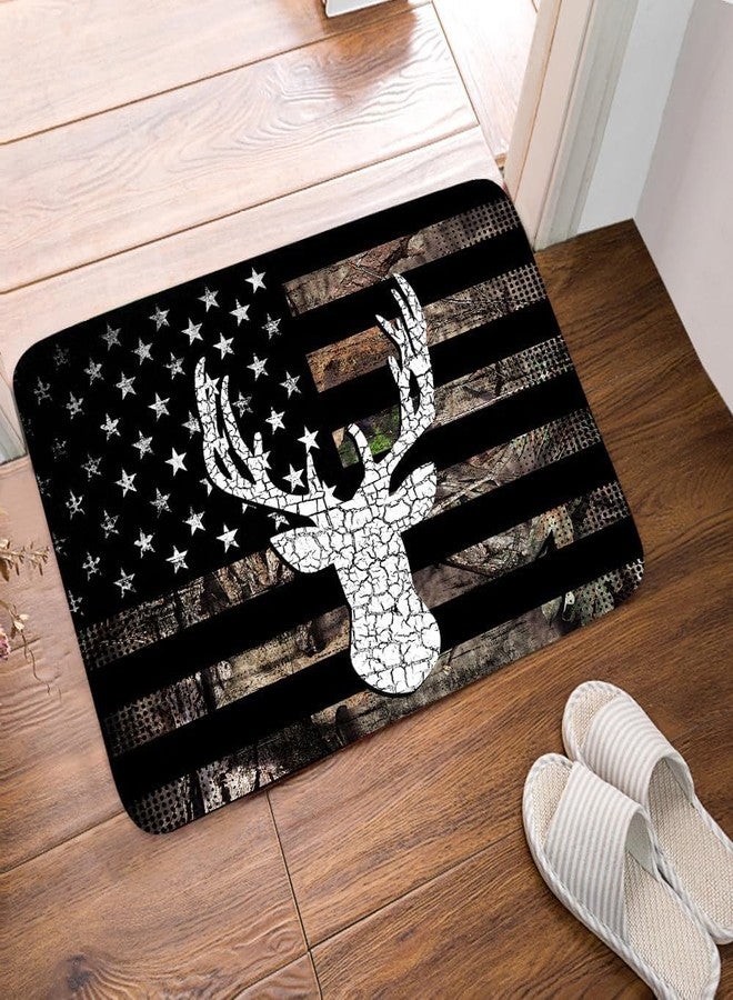 VEIGIKE American Flag Hunting Bath Mat for Bathroom, Western Black and White Country Deer Floor Rugs Mats Non Slip Bathroom Rustic Camo Decor Accessories 17X29 Inches Kitchen Bedroom Indoor - Image 4