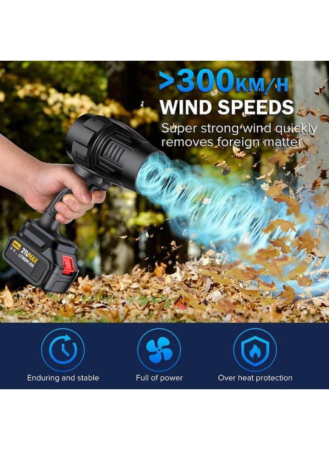 GearZone GearZone Electric Cordless Leaf Blower, 300000RPM Turbo Jet Blower with 2pcs 4.0Ah Batteries and Charge, Lightweight Leaf Blowers for Lawn Care, Patio Cleaning, Blowing Leaves and Dust-Black  - Image 3