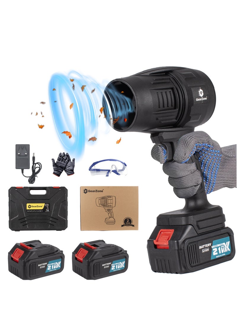 GearZone GearZone Electric Cordless Leaf Blower, 300000RPM Turbo Jet Blower with 2pcs 4.0Ah Batteries and Charge, Lightweight Leaf Blowers for Lawn Care, Patio Cleaning, Blowing Leaves and Dust-Black  - Image 1