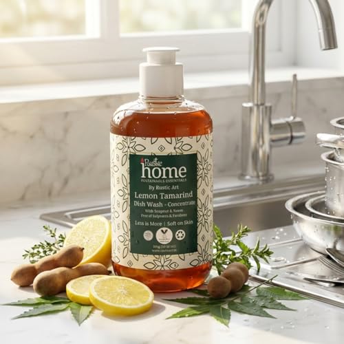 Rustic Art Rustic Home Lemon Tamarind Dish Wash Concentrate | Plant-Based & Natural | Soapnut & Neem | Converts to ~3 L Liquid | Tough on Grease, Gentle on Hands | Sulphate & Paraben Free | 300g (Pack of 2) - Image 2