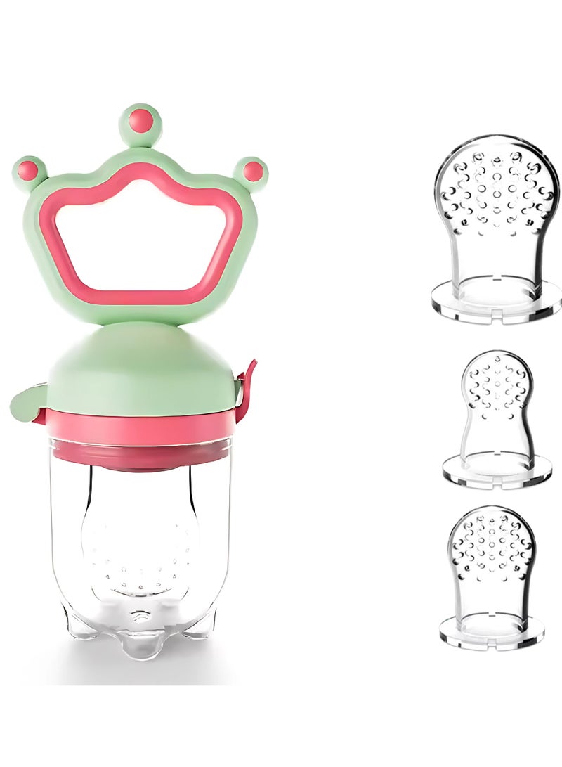 Twisoo Silicone Infant Fruit Feeder - BPA-Free Silicone 3 Size Mesh Nipple - Safe Fresh Vegetable & Fruit Feeder for Babies, Easy to Hold, Ideal for Weaning & Teething (Green) - Image 1