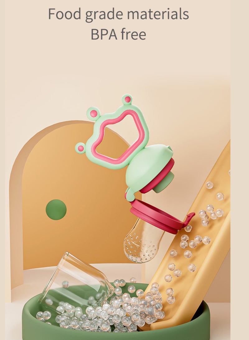 Twisoo Silicone Infant Fruit Feeder - BPA-Free Silicone 3 Size Mesh Nipple - Safe Fresh Vegetable & Fruit Feeder for Babies, Easy to Hold, Ideal for Weaning & Teething (Green) - Image 3