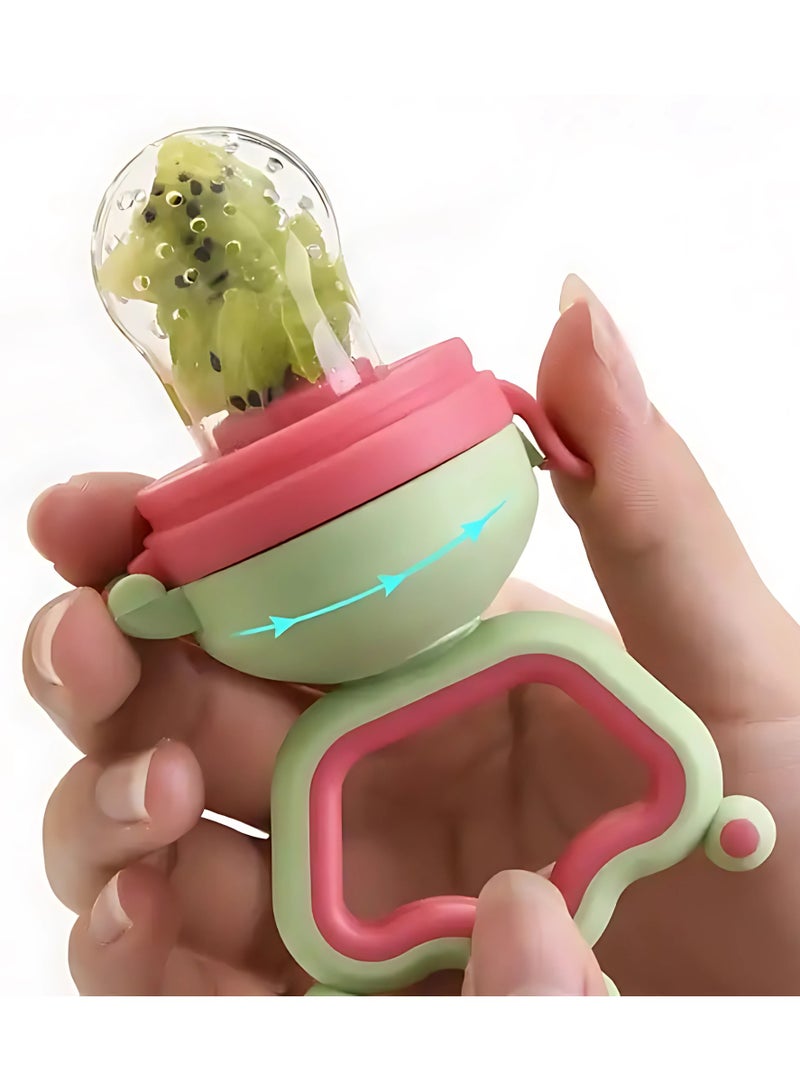 Twisoo Silicone Infant Fruit Feeder - BPA-Free Silicone 3 Size Mesh Nipple - Safe Fresh Vegetable & Fruit Feeder for Babies, Easy to Hold, Ideal for Weaning & Teething (Green) - Image 4