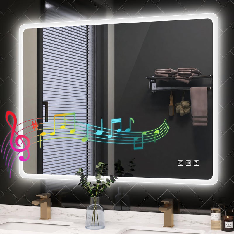 STARLEAD 28"x36" LED Bathroom Mirror with Bluetooth Speaker, 3 Color Temperature, Stepless Dimming, Anti-Fog, Touch Control, Wall-Mounted Vanity Mirror, Vertical or Horizontal - Image 1
