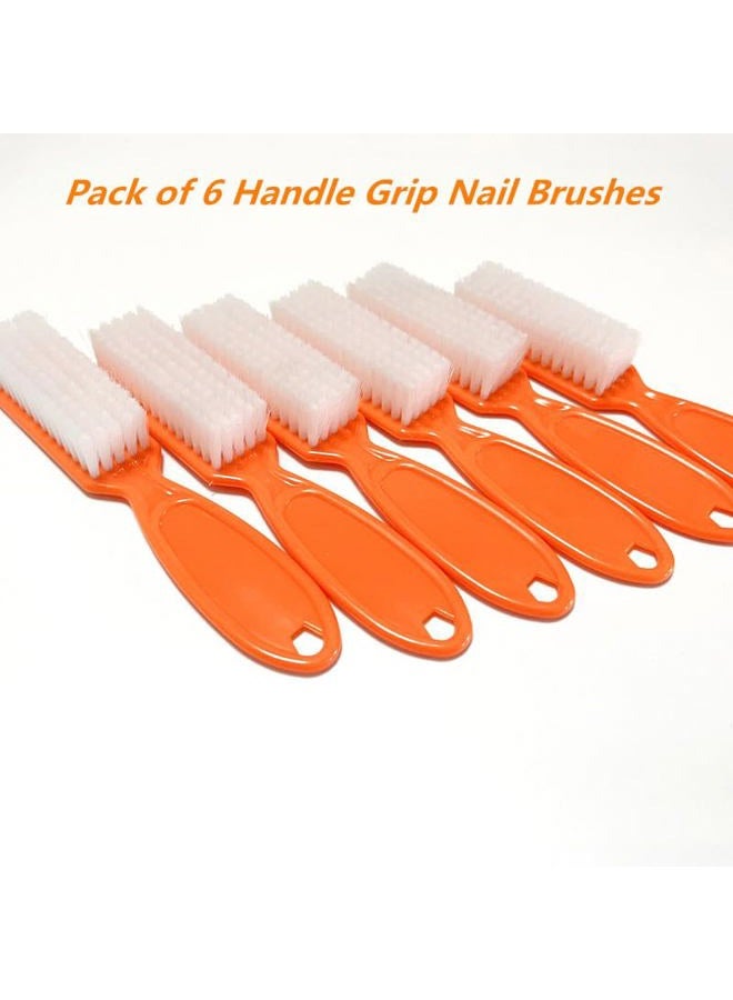 SQULIGT 6Pcs Nail Brush for Cleaning Fingernails, Handle Grip Cleaning Brush for Nail and Toenail, Nail Dust Brush Manicure Pedicure Tools Scrubbing Brush Women Men Home Salon(Orange) - Image 3