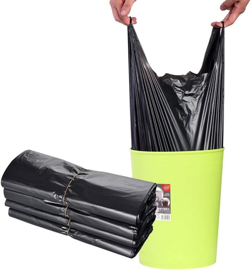 STOBOK 100 Pack Thickened Black Plastic Garbage Bags with Handle for Kitchen Office Living Room - Image 4