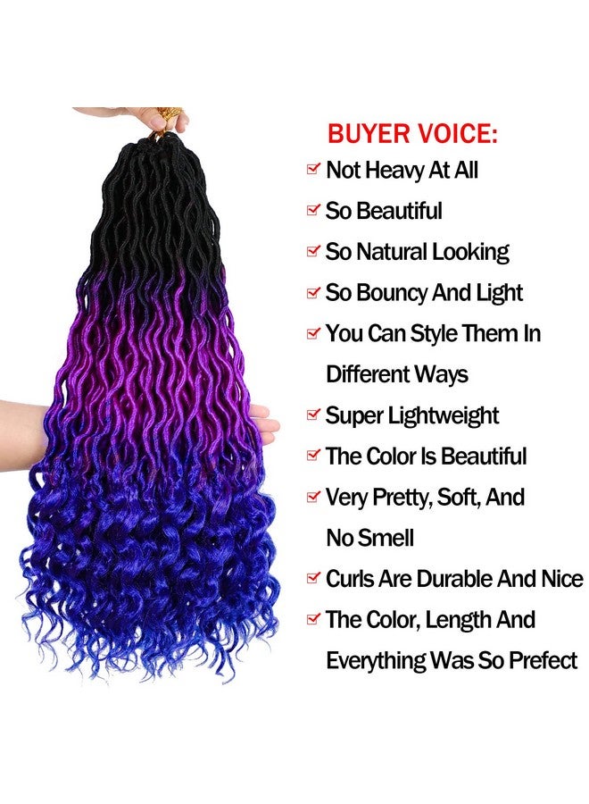 Ms Aloe Ms Aloe Ombre Faux Locs Crochet Hair 5Pack（120 Strands）Ombre Purple Blue Faux Locs Crochet Braids Hair Pre Looped Goddess Locs Crochet Curly Hair for Black Women (20inch,1B/Purple/Blue#)  - Image 2